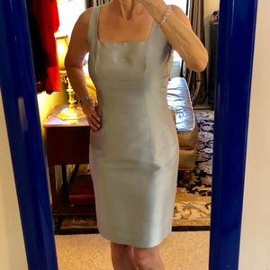100% silver silk cocktail dress size S